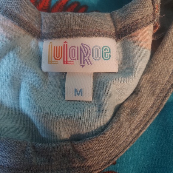 Lularoe Womens Pullover Top M All Over Leaf Print‎ Blue/gray Long Sleeve - Picture 2 of 5